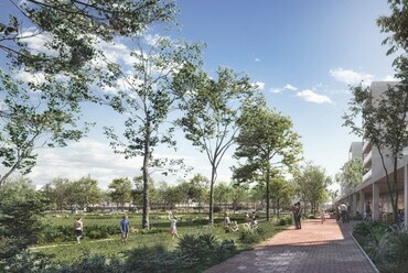 Az Akadémia Park tervpályázatának egyik megosztott első díjas terve, Gereben Marián Építészek, 2022.