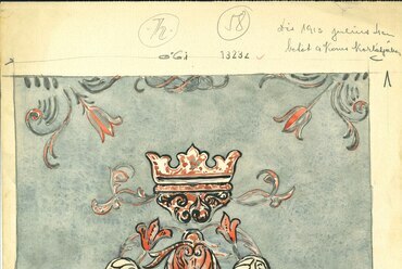 Gráf Károly: Dés, ref. templom, a karzatmellvéd festett táblája, 1913. Tervtár, ltsz. K 13232