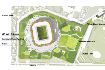 Helyszínrajz – Az International Forest Stadium. Forrás: Stefano Boeri Architetti