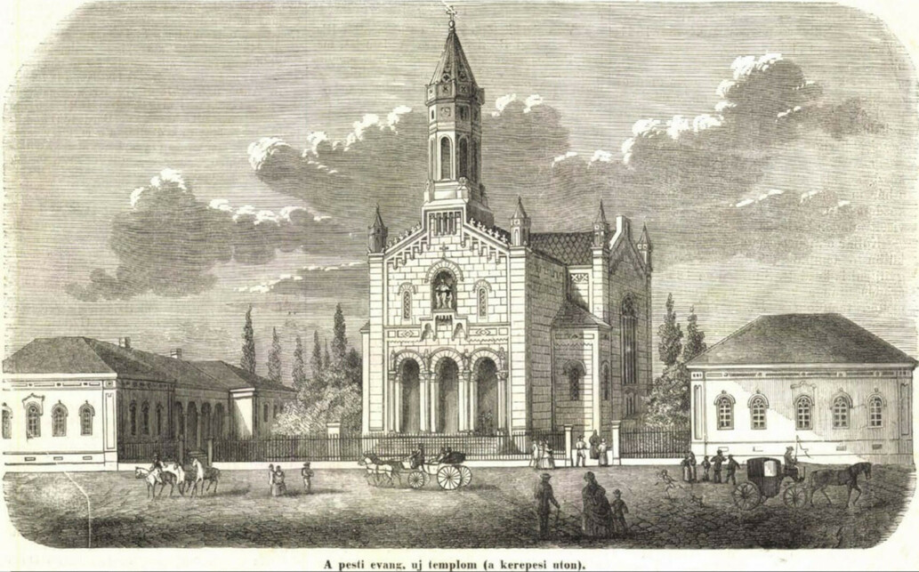 A pesti evangélikus egyházközösség egykori temploma. Forrás: Vasárnapi Újság, 1863