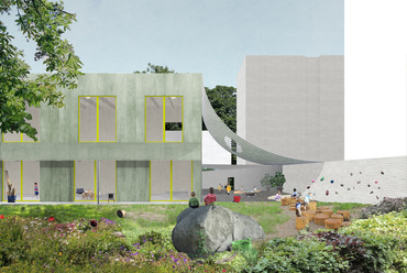 Kollázs – Dyvik Kahlen Architects: WGP óvoda és közösségi ház.