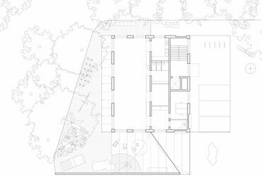 Földszinti alaprajz – Dyvik Kahlen Architects: WGP óvoda és közösségi ház.