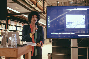 Setareh Noorani, Collecting Otherwise: Time-based Interventions in the Archive, during Thursday Night Live! Photo: Simaa Al Saig