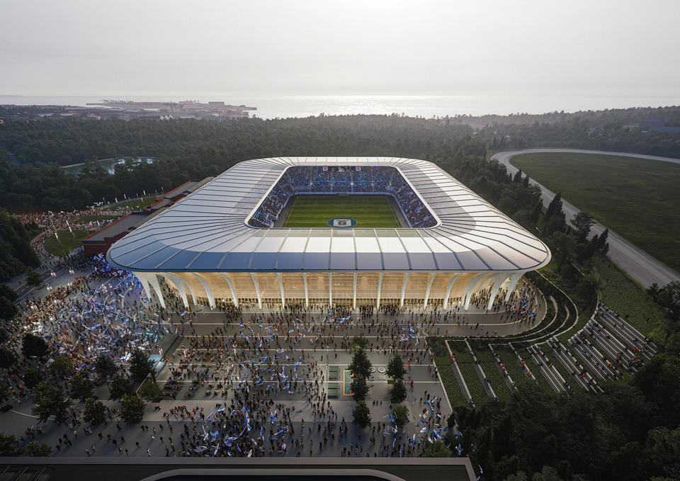 Zaha Hadid Architects: Aarhus Stadium, a rendert készítette: Negativ. Forrás: Zaha Hadid Architects