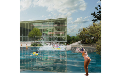 A pécsi aquapark tervpályázat megosztott harmadik díjas terve, CAN Architects, 2022.