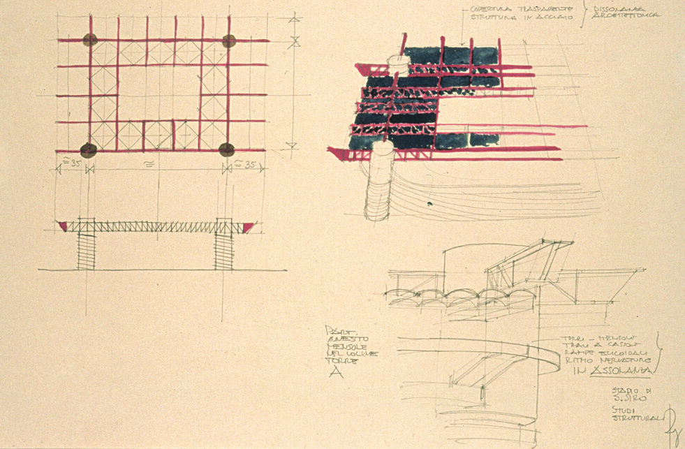 Ragazzi and Partners: A San Siro stadionról készített skicc. Forrás: Architects' Journal