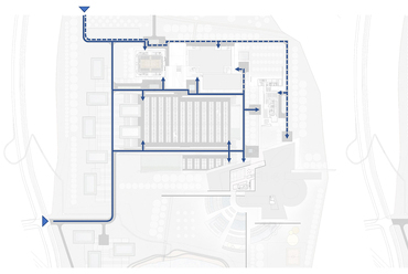 Közlekedési diagram – ARDF Studio: A pécsi aquaparkra benyújtott tervpályázata.