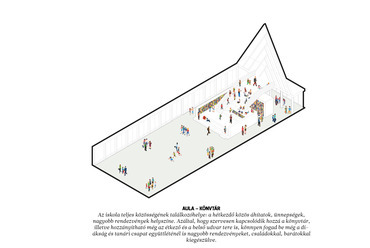 Biai Református Általános Iskola tervpályázat – a CAN Architects megvételt nyert terve – Axonometria