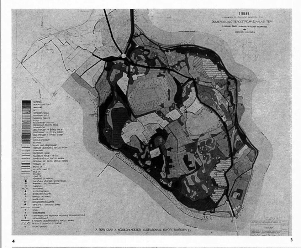 Tihany, Összevont Rendezési Terv / Forrás: Sedlmayr Jánosné Tihany összevont rendezési terve. Magyar Építőművészet 24 (1975) 5. 40-45.