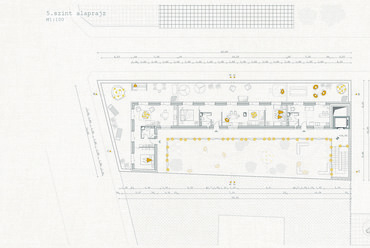 Cohousing, Budapest VIII.kerület – 5.szint alaprajz M=1:100 – Terv: Balogh Eszter