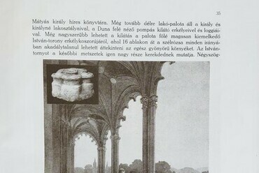 A palota kilátó loggiajának elméleti rajza, Kép forrása: Dr. Lux Kálmán: A budai várpalota Mátyás király korában, szerzői kiadás, 1922., regikonyvek.hu