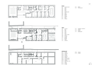 Alaprajzok - Architekti zerozero: Leopoldov városháza.