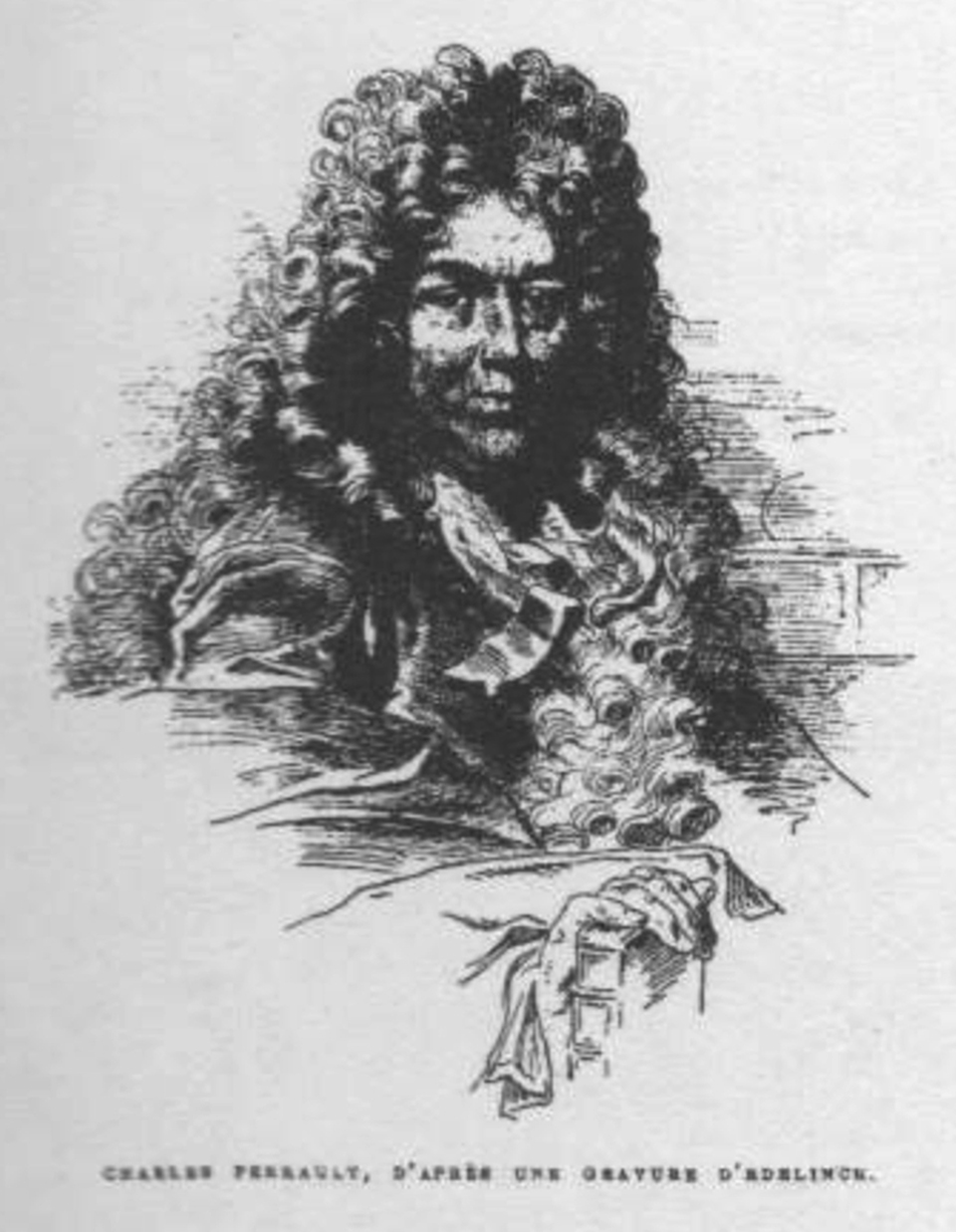 Charles Perrault arcképéről készült grafika, eredetileg a Journal du voyage du Cavalier bernin en France első kiadásában jelent meg, készítette Ludovic Lalanne, 1885-ben.