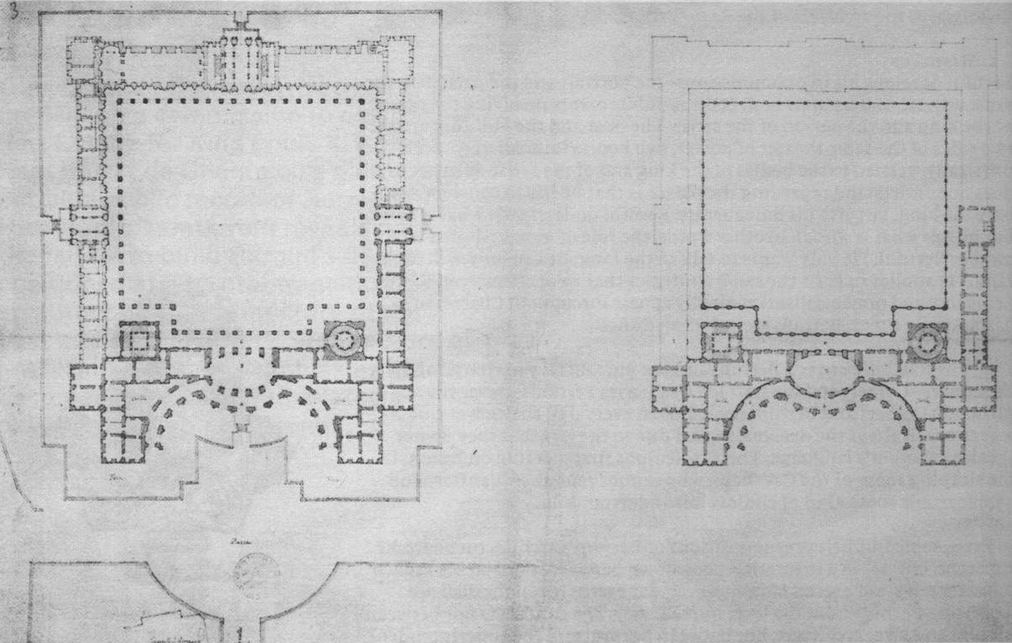 Gian Lorenzo Bernini, első terv a Louvre alaprajzaira, Párizs, 1664.