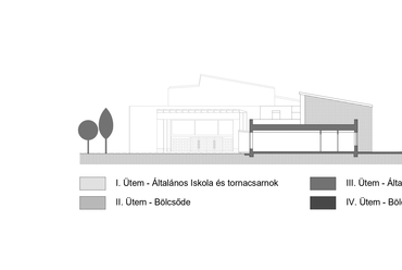 Metszet - Getto Tamás & Schunk Tímea: Pellérd - Oktatási és Nevelési Központ.