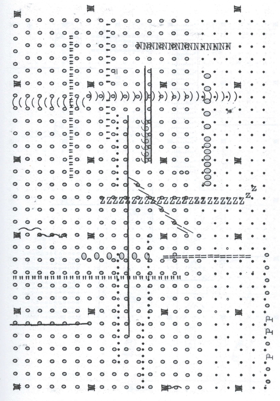 Archizoom Associati, No-Stop City, 1971 – forrás: Elisa C. Cattanado (ed.), Andrea Branzi, E=mc2: The Project in the Age of Creativity, Actar Publishers, 2020, p. 297.