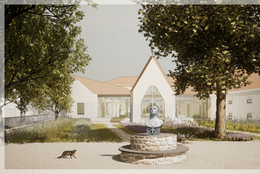 Látványterv a kápolna tengelyében – Fülöp Tibor terve a keszthelyi Ranolder-iskola megújításáról szóló tervpályázaton
