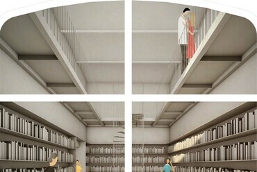 A Zsuffa és Kalmár Építész Műterem harmadik díjas terve a Ranolder-iskola pályázatán – Egykori sörház, könyvtártorony
