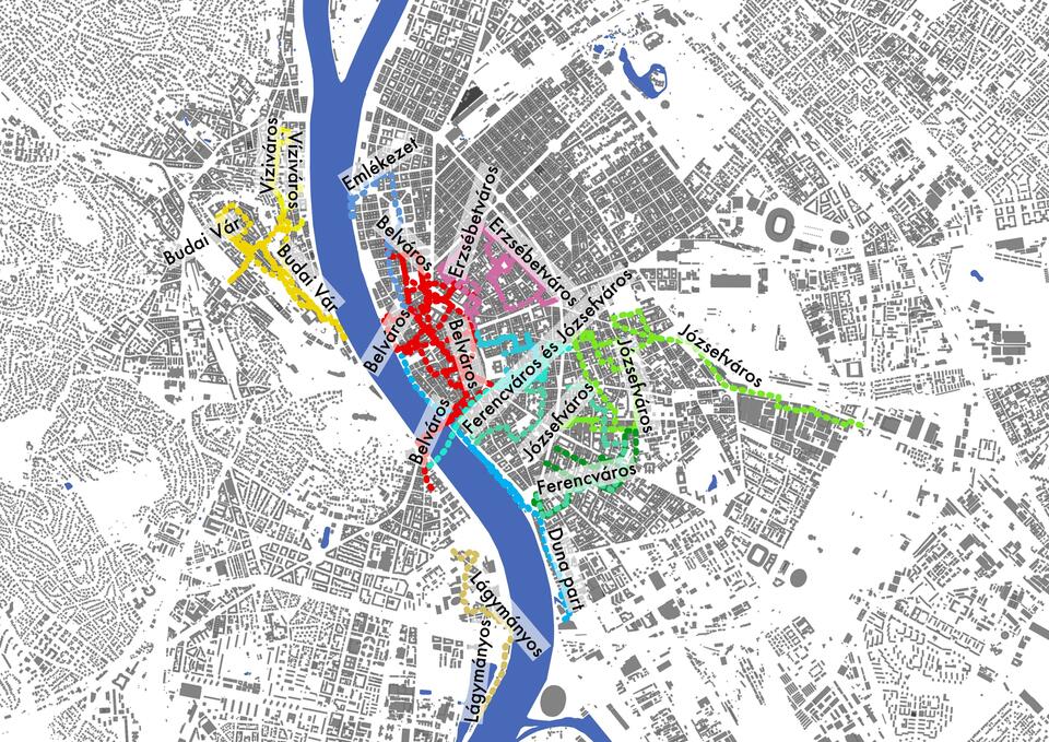 2011-2022 között a BME Urbanisztika tanszék által szervezett séták a Bevezetés az Építészetbe tárgy keretein belül (Forrás: saját szerkesztés)