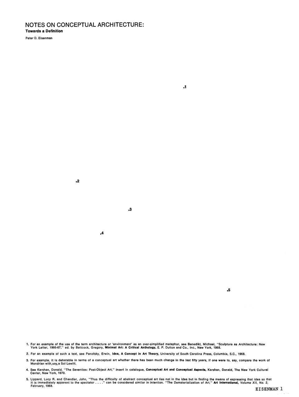 Peter D. Eisenman: Notes on Conceptual Architecture: Towards a Definition, részlet. Forrás: Design Quarterly, No. 78/79, Conceptual Architecture (1970)
