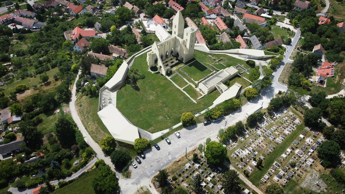 A Vikár és Lukács Építész Stúdió kiemelt megvételt nyert terve a zsámbéki romtemplom rekonstrukciójának pályázatán