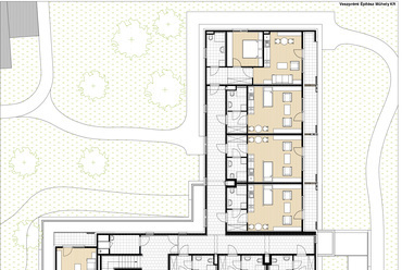 I-IV emeleti alaprajz – Veszprémi Építész Műhely: 50 lakásos apartmanház idősek számára, Veszprém.
