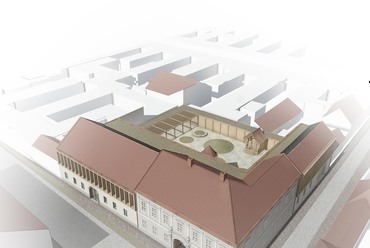 A Konkrét Stúdió II. díjas pályaműve az az esztergomi Sándor-palota felújítására kiírt pályázaton
