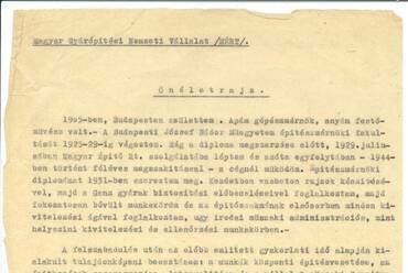 Wolf Johanna 1950-re datált önéletrajza. Wolf Johanna hagyatéka, Vitányi Pál jóvoltából.
