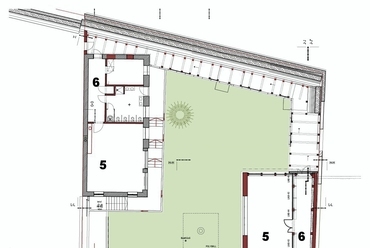 Földszint-emelet-tetőtér alaprajz. A Don Bosco Katolikus Óvoda Budafokon, Csanády és Csanády Kft.
