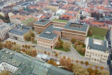 A KÖZTI Zrt. és a Hamburg C Kft. közös terve a PPKE Campus pályázatára. Forrás: Építészfórum archívum
