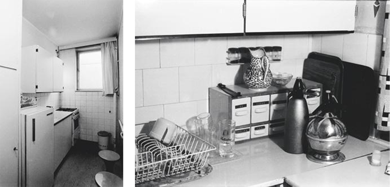 „Házgyári konyhák és konyharészletek. Felvételek a program keretében végzett helyszíni vizsgálatok anyagából (1973–1974)” (forrás: Pohárnok Mihály: Egy tervezési kísérlet dokumentumaiból. A Házgyári konyhaprogram négy éve. In Művészet. 1977. (augusztus), 18. évf. 8. szám, 3.)
