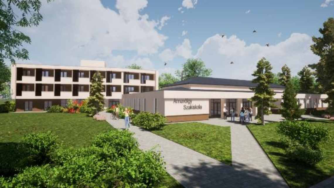 Részlet az Annavölgyi Szakiskola tervéből. Forrás: Előzetes Vizsgálati Dokumentáció / BluePlan Mérnökiroda Kft.