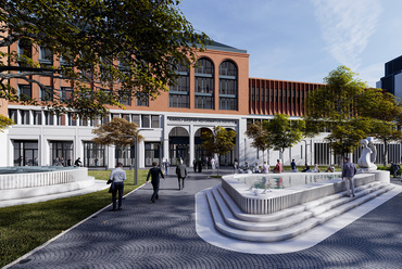 Látványterv. A Károli Gáspár Református Egyetem új épületegyüttese – Az A3 Építész Kft. kiemelt megvételt nyert terve. 2024.
