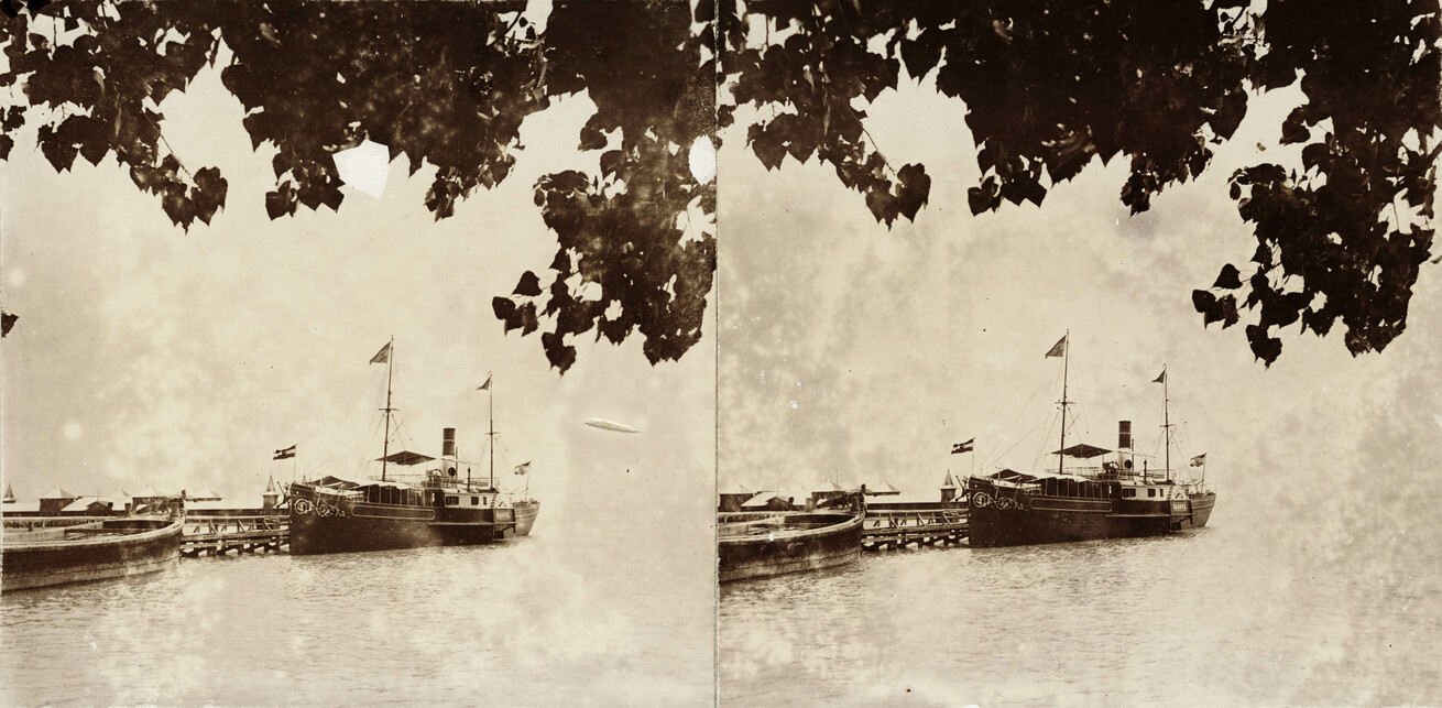 Balatonfüred, Baross gőzhajó a füredi mólón, háttérben a fürdőház. A felvétel 1894-ben készült. Felvétel éve: 1900 / Forrás: Fortepan 93411 / Kiss László / Dabasy Fromm Géza