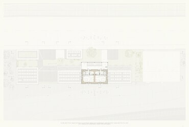 Második emeleti alaprajz. Komáromi vízház átalakítása – Kerékpáros hostel. Imre Flóra diplomaterve. 2024.
