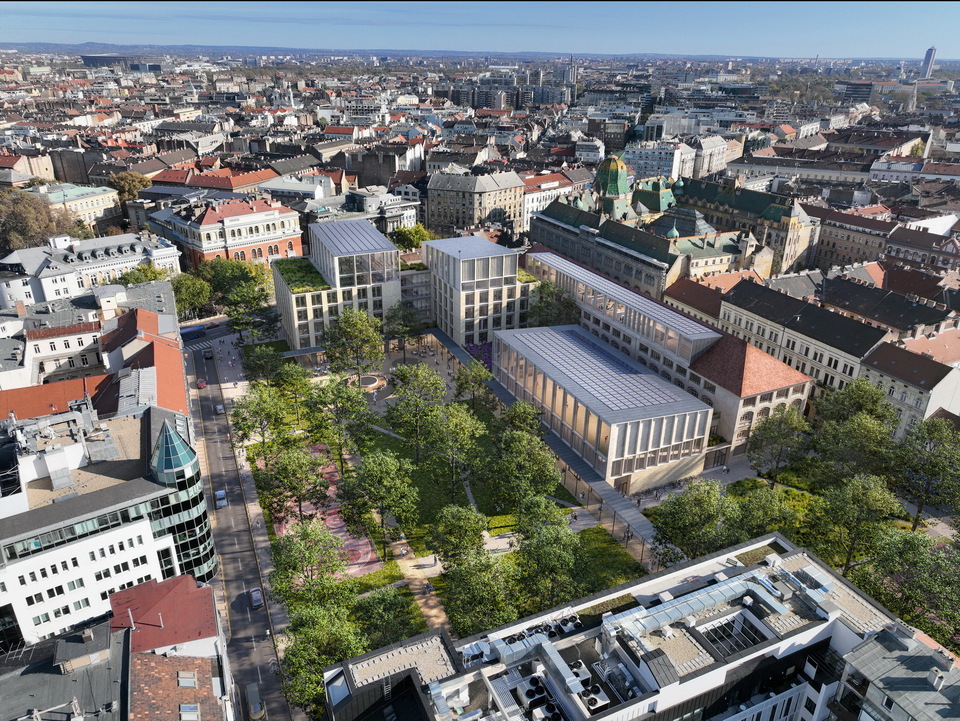 Látványterv. A Károli Gáspár Református Egyetem új épületegyüttese – A Gereben Marián Építészek kiemelt megvételt nyert terve.