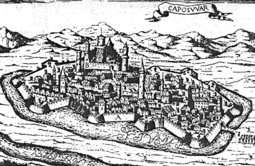 Kaposvár ábrázolása 17. századból. Forrás: https://varlexikon.hu/kaposvar