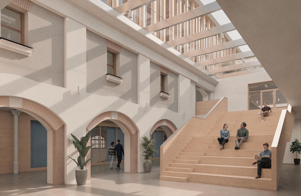 A Károli Gáspár Református Egyetem új épületegyüttesére kiírt tervpályázat I. díjas terve. Tervező: Archikon