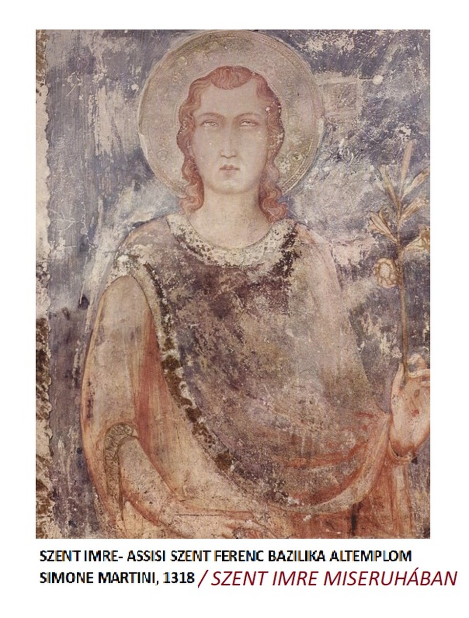 Szent Imre csipkegalléros miseruhában, Assisi Szent Ferenc Bazilika altempom. Festette: Simone Martini, 1318.