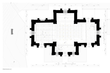 Bútorozási alaprajz – előadás. Kálvária Kultúrközpont: templomrevitalizáció Gyöngyösön – Husti Nikolett diplomamunkája.
