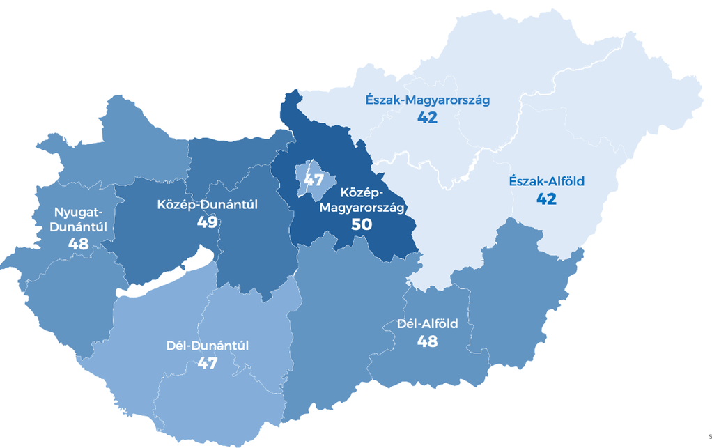 Szakemberhiány régiónként 2025. február. Forrás: Mapei
