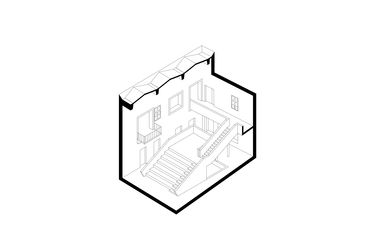 Tanulólépcső, axonometria. Forrás: CAN Architects

