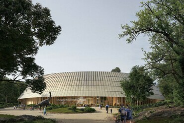 A 3XN és a NAUTES Építészműterem II. díjas terve a Debrecenbe költöző Természettudományi Múzeum új épületére.
