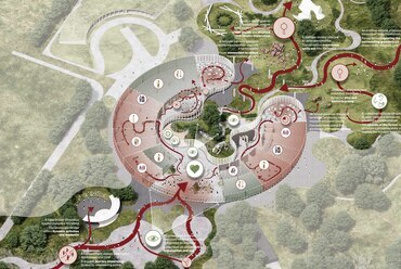 A 3XN és a NAUTES Építészműterem II. díjas terve a Debrecenbe költöző Természettudományi Múzeum új épületére.
