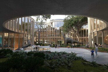 A 3XN és a NAUTES Építészműterem II. díjas terve a Debrecenbe költöző Természettudományi Múzeum új épületére.
