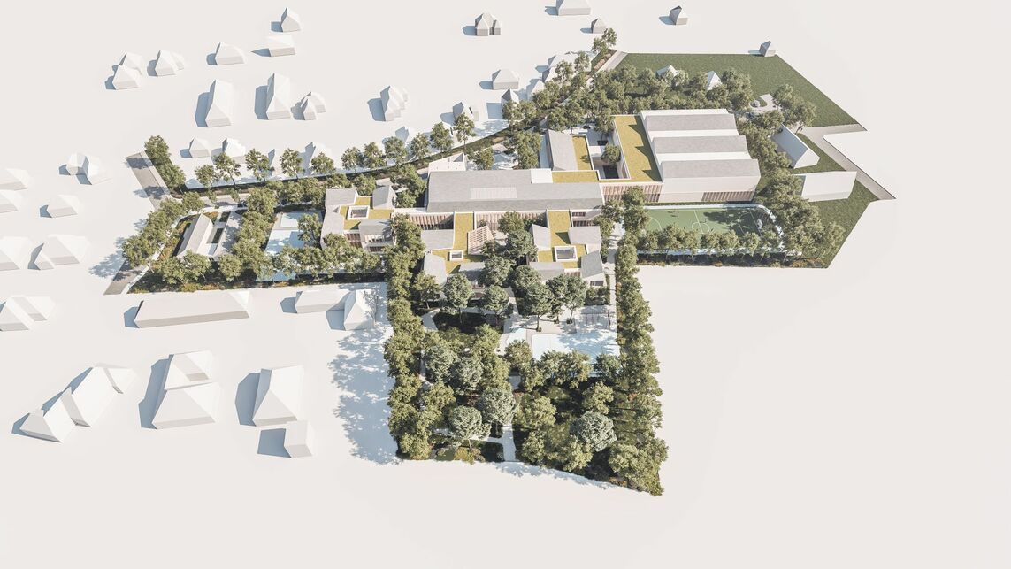Szigetszentmiklósi Református Általános Iskola pályázat – Az Ártér Építész Műterem és a Korzó Tervezési Stúdió I. díjas pályaműve