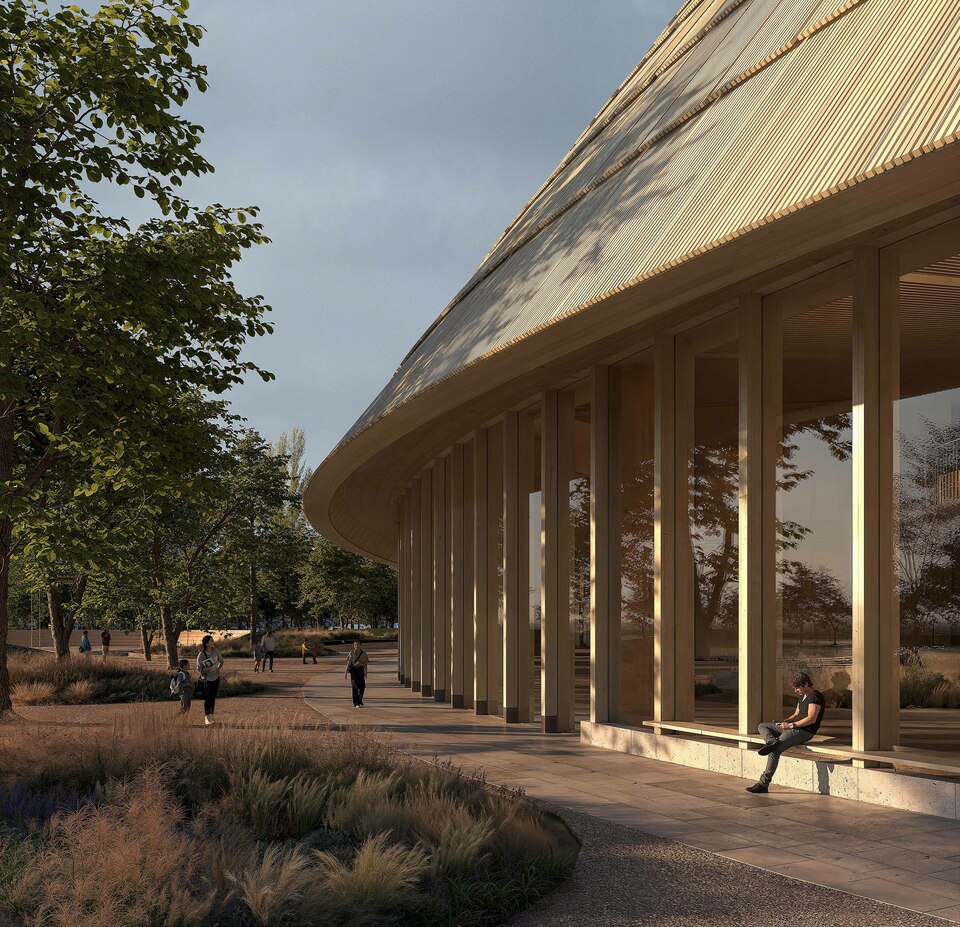 A 3XN és a NAUTES Építészműterem II. díjas terve a Debrecenbe költöző Természettudományi Múzeum új épületére.
