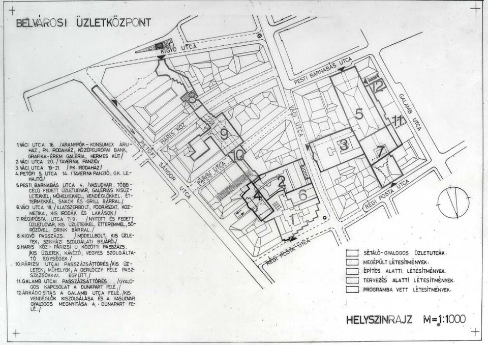 Az 1968-ban tervezett passzázsrendszer. Forrás: Virtuális leletmentés