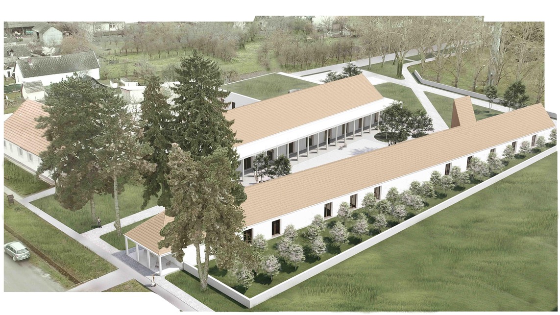 Madártávlat. Az SZTR stúdió III. helyezett terve a Himnusz-emlékhely tervpályázatán.

