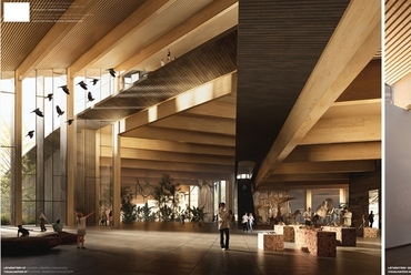 A BIG - Bjarke Ingels Group és a Vikár és Lukács I. díjas terve. Forrás: MTM tervpályázat (Építészfórum archívum)
